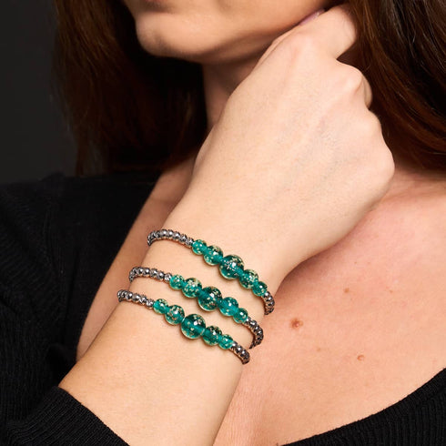 Sarcelle | Argent | Bracelet Cascade de Verre Luciole